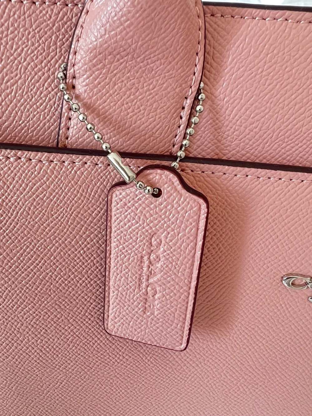 Coach Casey Blush Pink Cross Grain Structured Leather Tote F31474